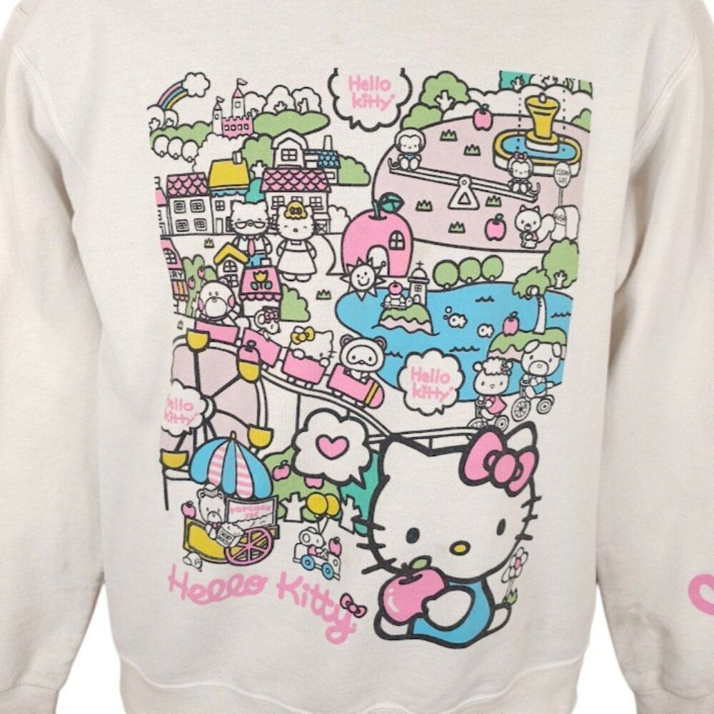 Hello Kitty Sweatshirt Womens Size Small White Sanrio Japanese Kawaii